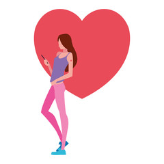 young woman using smartphone social media