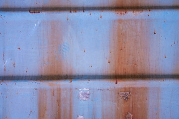 background texture old blue metal wall with rust