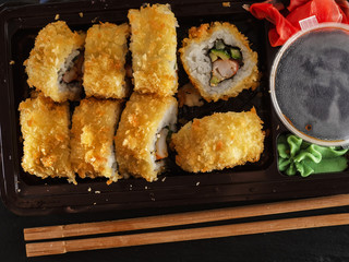 homemade rolls in tempura. Japanese food