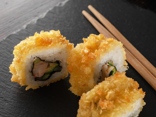 homemade rolls in tempura. Japanese food