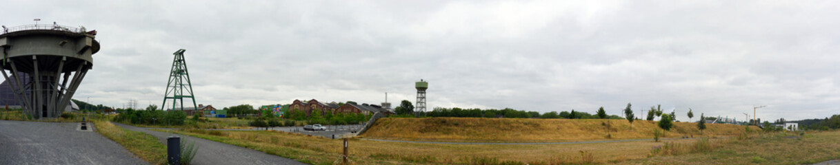 DINSLAKEN, Germany - 15/07/2019: Industrial Heritage At "Bergpark Lohberg" (Panorama)