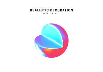 Realistic shape 3d objects with gradient holographic color of hologram. Decorative design elements isolated on white background. vector illustration