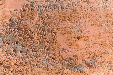 Rusty metal texture with scratches and cracks. paint traces. Blue and dirty orange colors. Banner design. Copy space