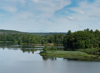 Fototapeta premium landscape with river and blue sky