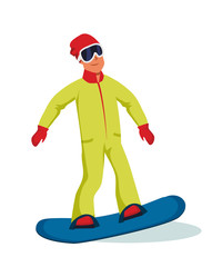 Happy snowboarder flat vector illustration