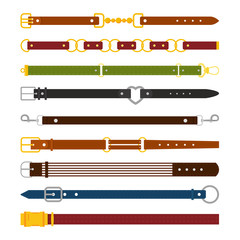 Male and female belts flat illustrations set