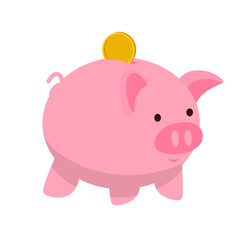 Obraz na płótnie Canvas Piggy bank flat vector illustration