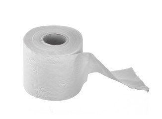 Roll of toilet paper or tissue isolated on white background.
