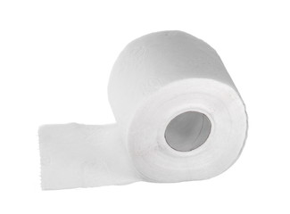 Roll of toilet paper or tissue isolated on white background.