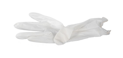 Medical gloves on white background. Thin latex medical gloves.