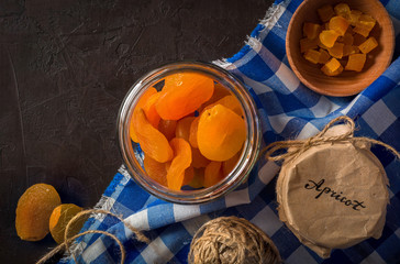 Healthy dried apricot. Procurement for the future. Long storage of vitamin supplements in food.