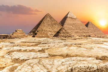 Fototapeta na wymiar Giza Necropolis, famous Pyramids in the desert, Egypt