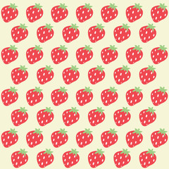 Cute strawberries and hearts vector background pattern