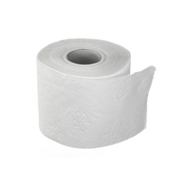 Roll of toilet paper or tissue isolated on white