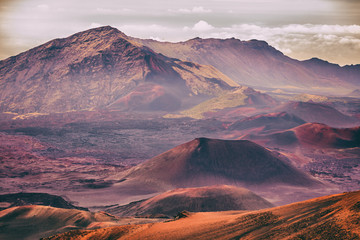 Naklejka premium Volcano mountain landscape nature in Maui, Hawaii. Haleakala Crater National Park.