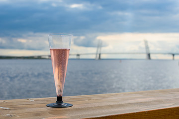 Glass of white champagne.