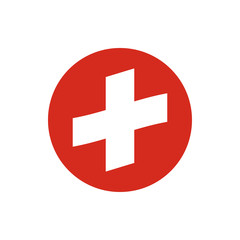 Switzerland circle flag icon. Waving Swiss symbol. Vector illustration.