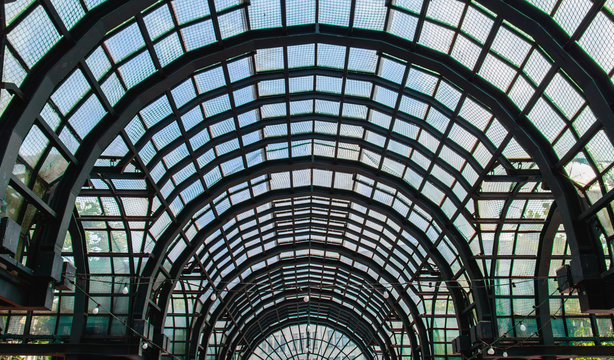 glass roof with metal frame