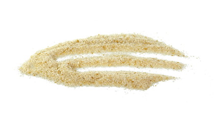 Pile of breadcrumbs isolated on white background