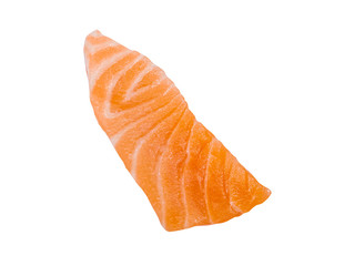 Fresh raw salmon slice sashimi fillet isolated on white background