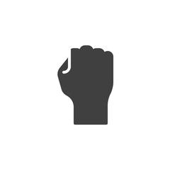 Fist raised up vector icon. filled flat sign for mobile concept and web design. Fist hand up glyph icon. Symbol, logo illustration. Vector graphics