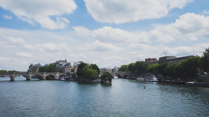 Naklejka premium Seine river and cite island in Paris, France