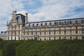 Fototapeta na wymiar Parisian buildings next to Tuileries Garden, in Paris, France
