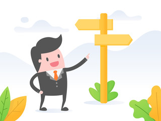 Confident Businessman Making Decision. Business Concept Illustration.