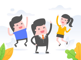 Leader energize his team. Business concept vector illustration.