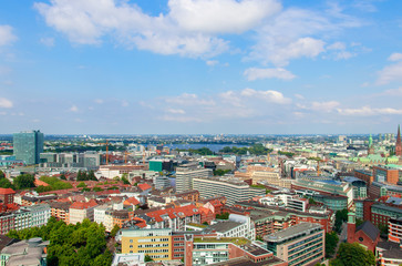 cityscape of Hamburg from the famous tower Michaelis