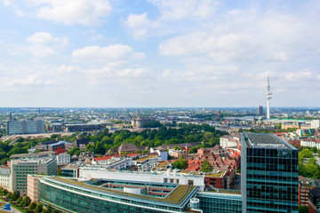 cityscape of Hamburg from the famous tower Michaelis