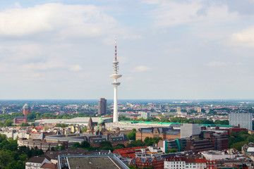 cityscape of Hamburg from the famous tower Michaelis