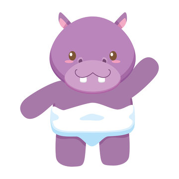 cute little hippo baby character