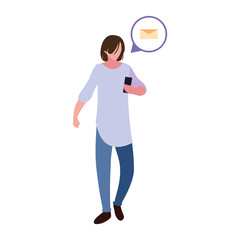 young man using smartphone social media