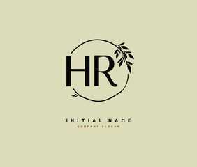 H R HR Beauty vector initial logo, handwriting logo of initial signature, wedding, fashion, jewerly, boutique, floral and botanical with creative template for any company or business.