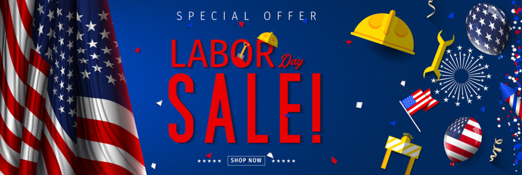 Labor Day sale banner. Labor Day special offer design vector.