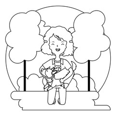 Girl with dog cartoon design