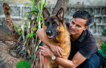 German Shepherd in Garden
