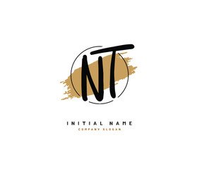 N T NT Beauty vector initial logo, handwriting logo of initial signature, wedding, fashion, jewerly, boutique, floral and botanical with creative template for any company or business.