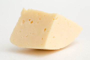 Cheese closeup on white background
