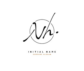 N H NH Beauty vector initial logo, handwriting logo of initial signature, wedding, fashion, jewerly, boutique, floral and botanical with creative template for any company or business.