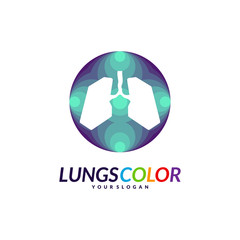 Colorful Lungs Logo Concept. Lungs with Colorful Logo Vector. Template Icon Symbol