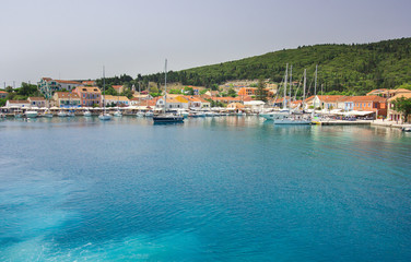 Fototapeta na wymiar Fiskardo village and harbor on Kefalonia Ionian island, Greece