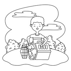 Boy with dog cartoon design