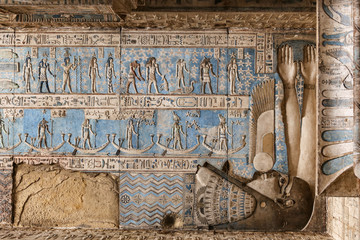 Scene in Denderah Temple, Qena, Egypt