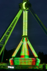 Extreme attraction in amusement park, for many people, colorful, ready to go, has not yet started