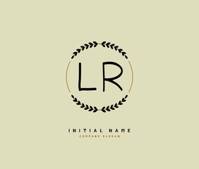 L R LR Beauty vector initial logo, handwriting logo of initial signature, wedding, fashion, jewerly, boutique, floral and botanical with creative template for any company or business.