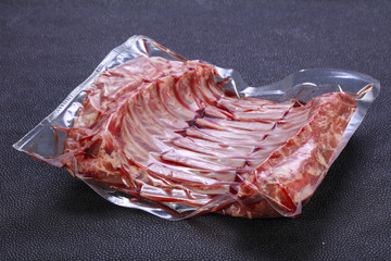 Raw rack of lamb