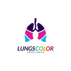 Colorful Lungs Logo Concept. Lungs with Colorful Logo Vector. Template Icon Symbol