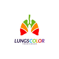 Colorful Lungs Logo Concept. Lungs with Colorful Logo Vector. Template Icon Symbol